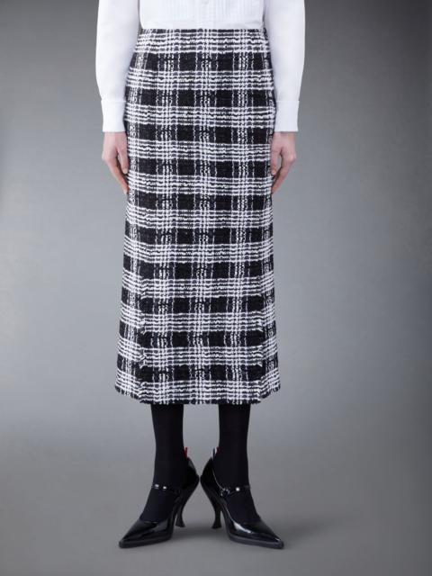 Thom Browne Prince of Wales Chenille Tweed Frayed 4-vent Skirt