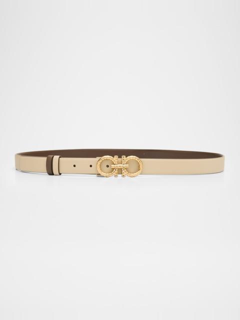 FERRAGAMO Gancini-Buckle Reversible Leather Belt