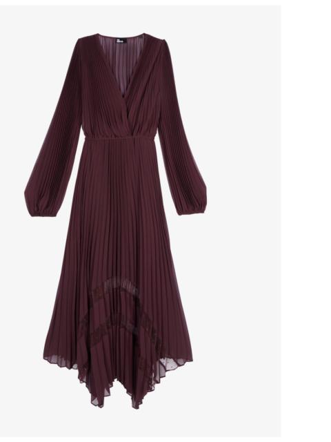 The Kooples Asymmetric-hem pleated woven maxi dress