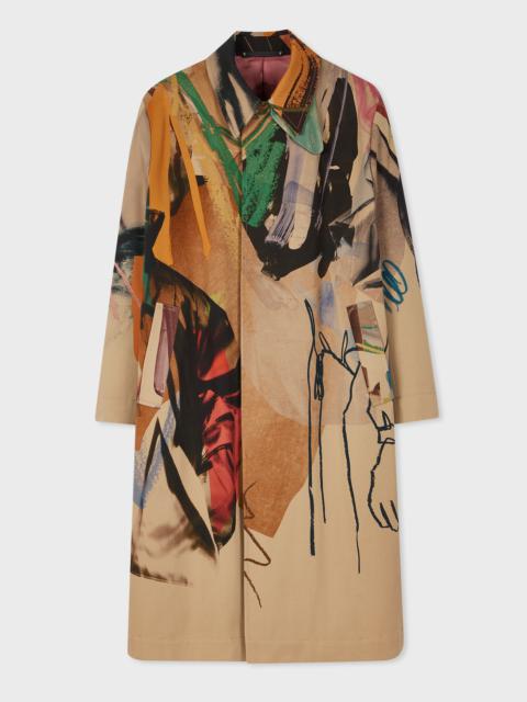 Oversized 'Life Drawing' Print Trench Coat