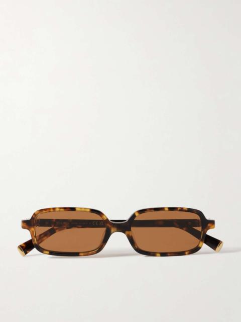 Rectangular-frame tortoiseshell acetate sunglasses