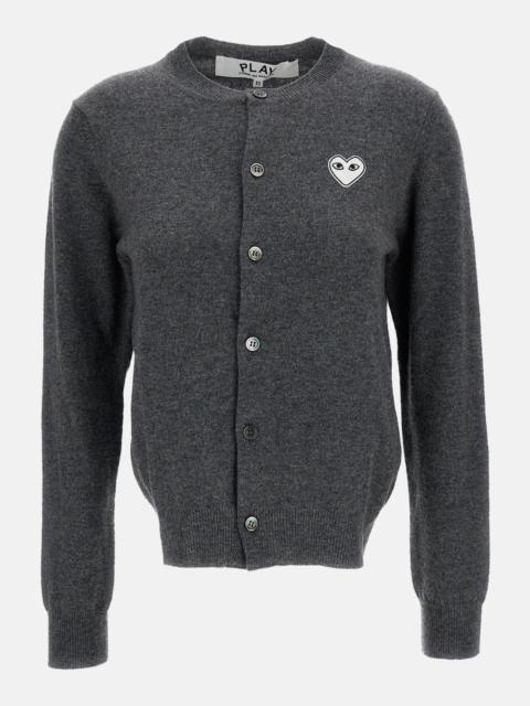 Comme des Garçons PLAY CARDIGAN CREW NECK WHITE HEART EMBLEM