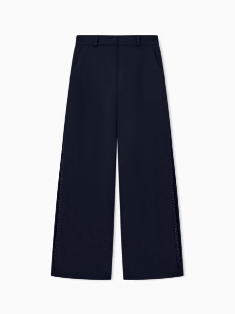GIORGIO ARMANI EMBROIDERED TROUSER SERA SILK CADY SIDE PLEATS RHINESTONES