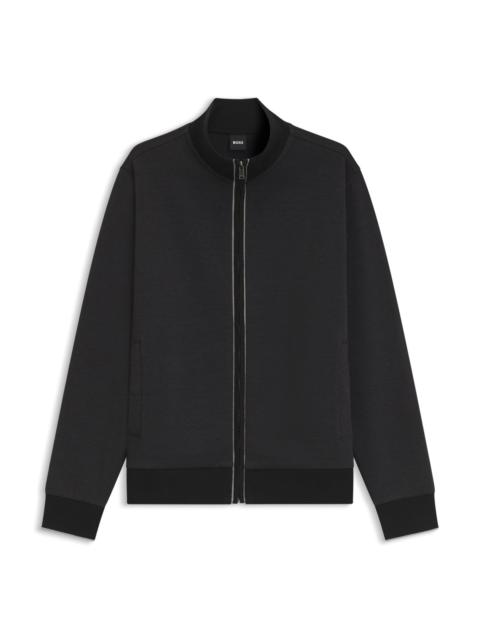 BOSS COTTON SWEATSHIRT WITH ZIPPER NECK