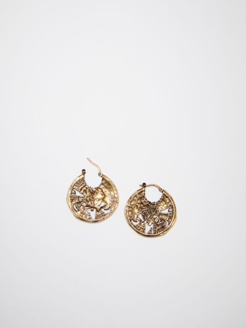Coin charm earrings - Antique gold