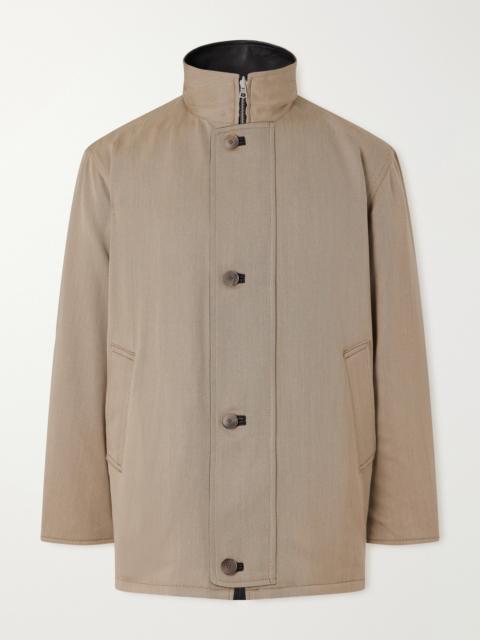 AURALEE Reversible Wool-Twill and Leather Jacket