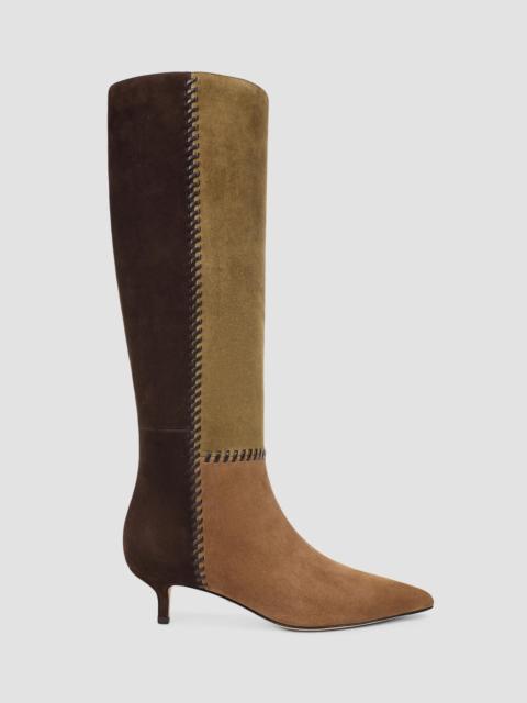 VERONICA BEARD Women's Lisa 45MM Colorblocked Suede Boots - Chestnut Fennel Espresso