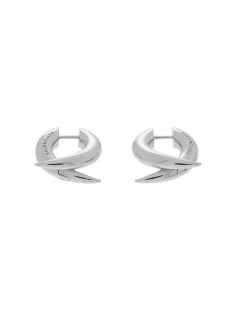 関税込【BALENCIAGA】Force Horn ピアス Silver Balenciaga Force Horn XS sterling silver hoop earrings