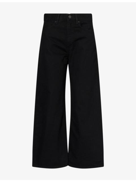 FRAME The Bow Crop Curved-Leg Denim Jeans