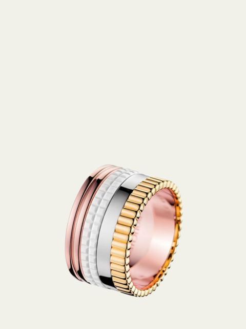 Boucheron Quatre Large Ring in Tricolor Gold and White Ceramic, Size 52