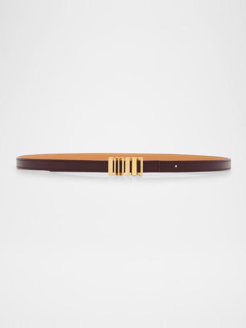 Loewe Graphic Buckle Leather Skinny Belt