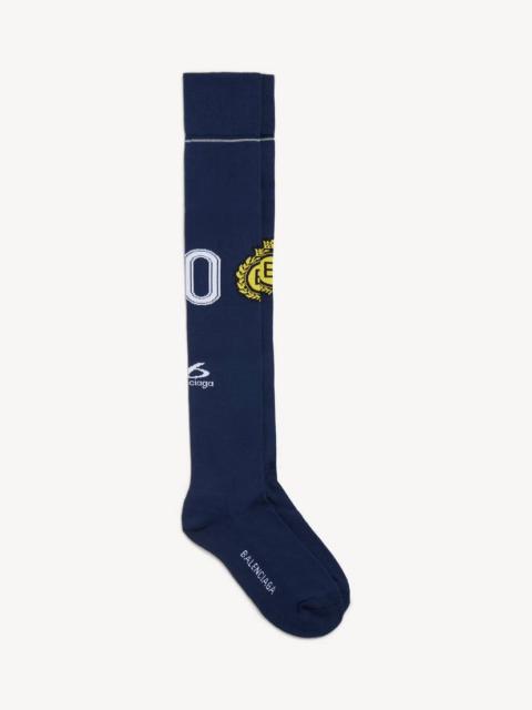 BALENCIAGA Men's Naval Crest Long Socks in Navy