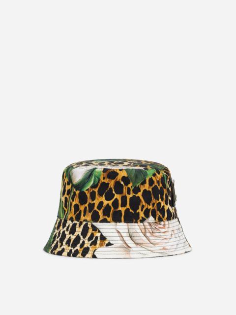 Dolce & Gabbana Printed brocade bucket hat with plate