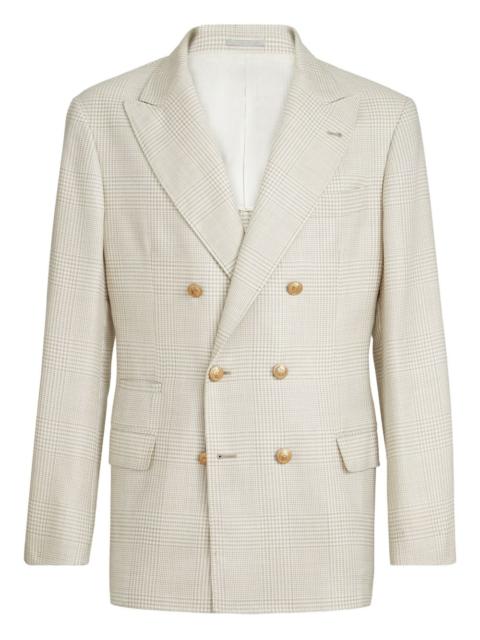 Brunello Cucinelli prince of wales-pattern double-breasted blazer