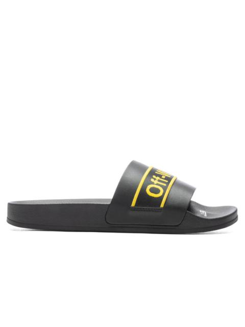 Off-White logo-print leather slides