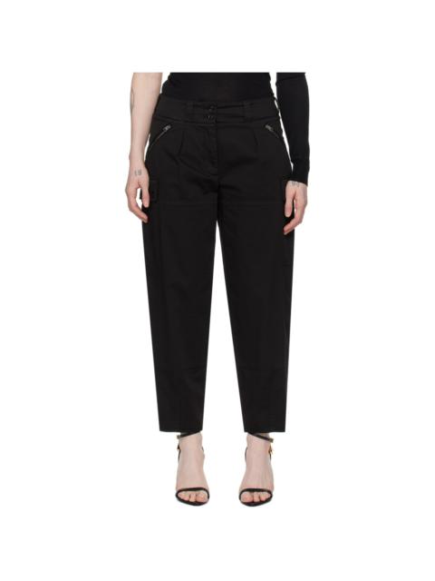 Black Pleated Cargo Trousers
