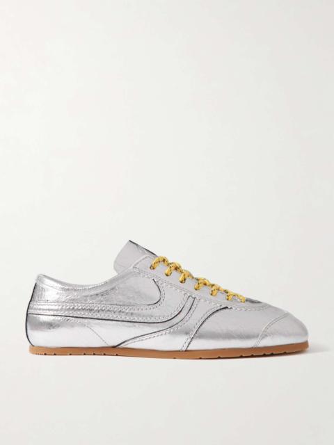 Dries Van Noten Metallic crinkled-leather sneakers