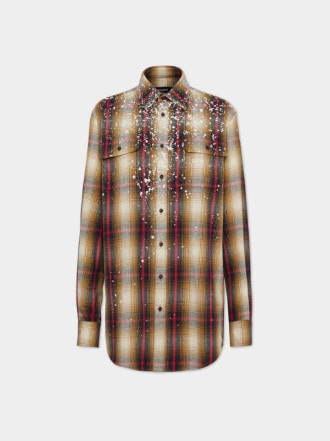 SPARKLING CHECKED FLANEL GRUNGE MILITARY SHIRT