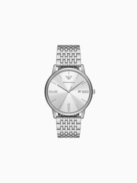 EMPORIO ARMANI THREE-HAND DATE STAINLESS STEEL WATCH