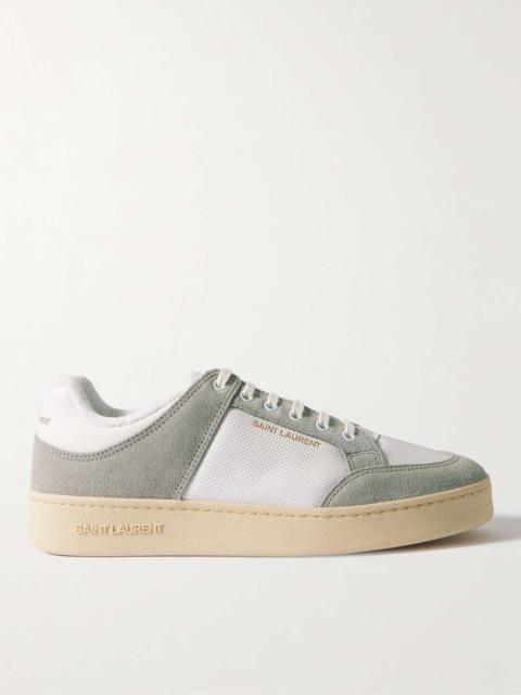 SAINT LAURENT SL/61 Perforated Leather and Suede Sneakers