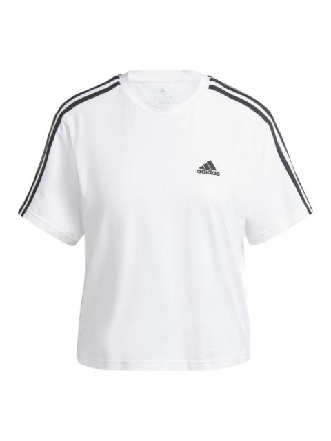 adidas (WMNS) 아디다스 Essentials 3-Stripes Single Jersey Crop Top Asia Sizing 'White' HR4915
