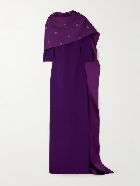 Safiyaa Cosette Embellished Stretch-crepe And Satin Gown