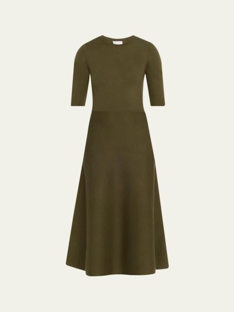 GABRIELA HEARST Seymore Wool-Cashmere Short-Sleeve Midi Dress