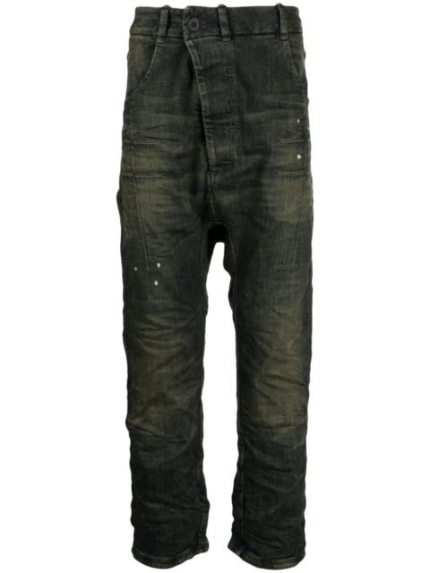 asymmetric-front straight-leg jeans