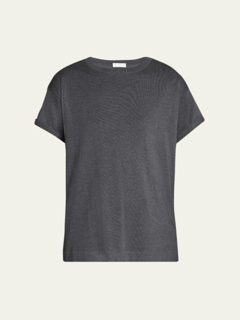 Cashmere-Blend Knit Lurex T-Shirt