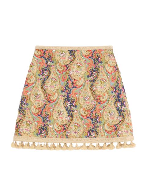 Valentino Women's Embroidered Skirt on Piquet - Multicolor