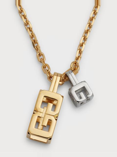 Givenchy G Cube Mixed Metal Pendant Necklace