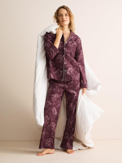Derek Rose Ledbury Cotton Batiste Pajamas Mauve Wine Poppy