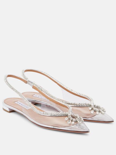 AQUAZZURA Seduction crystal-embellished PVC 슬링백 플랫