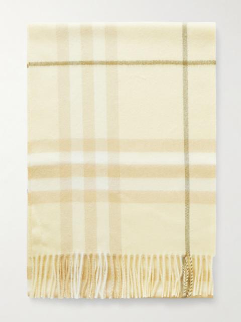Burberry Fringed Checked Cashmere Scarf