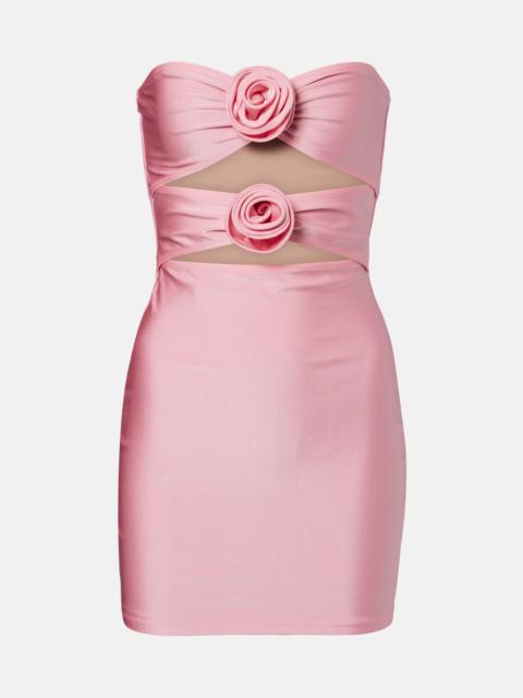 ADRIANA DEGREAS Cutout floral-appliqué minidress