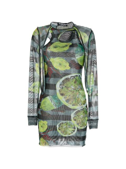 graphic-print hooded dress