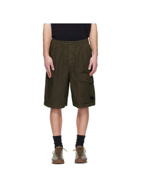 C.P. Company Khaki Micro-Reps Boxy Lens Shorts