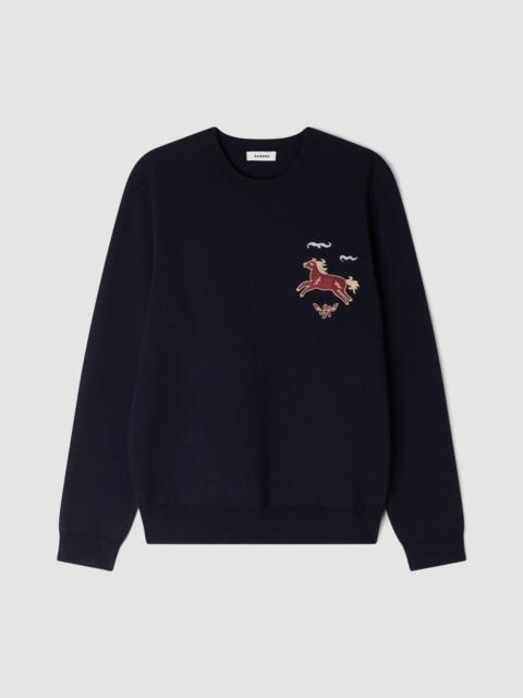 Sandro EMBROIDERED HORSE SWEATSHIRT