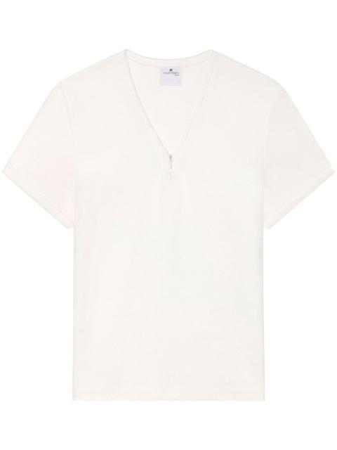 courrèges V-neck cotton-blend T-shirt