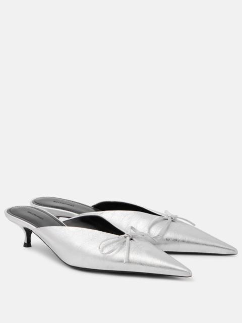 BALENCIAGA Knife Bow 40 metallic leather mules