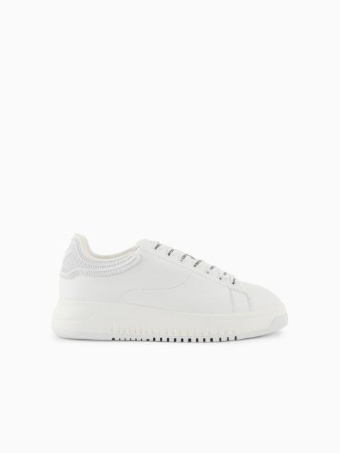 EMPORIO ARMANI Leather sneakers with rubber backs