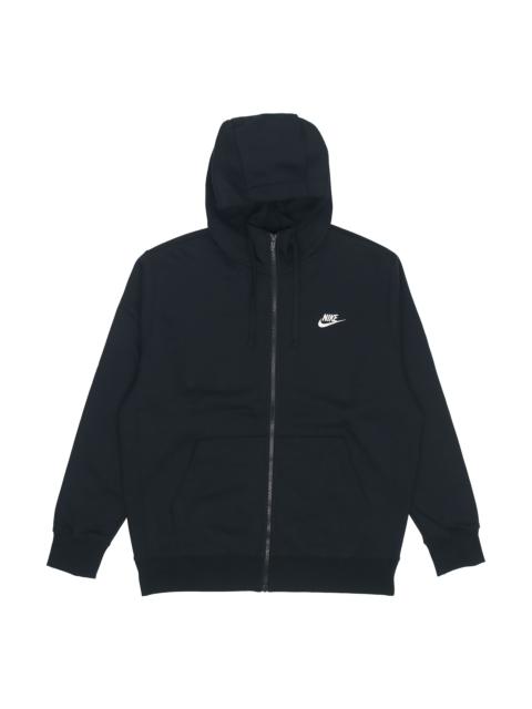 Nike Nike Sportswear Club Fleece Embroidered Logo Solid Color hooded Zipper Black BV2646-010