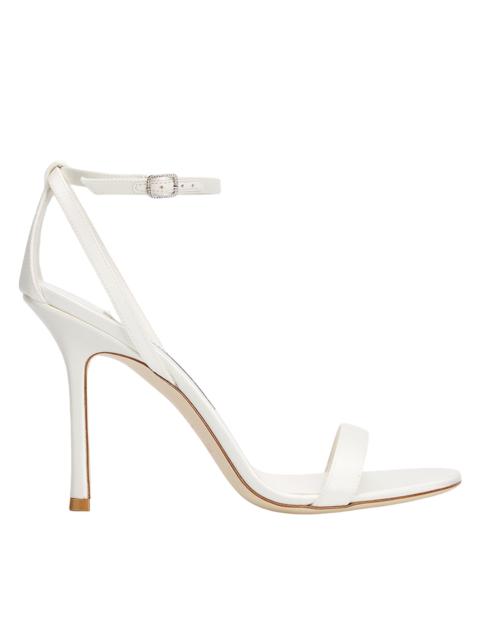 JIMMY CHOO Women's Moza 100MM Crystal-Buckle Satin Sandals - Ivory