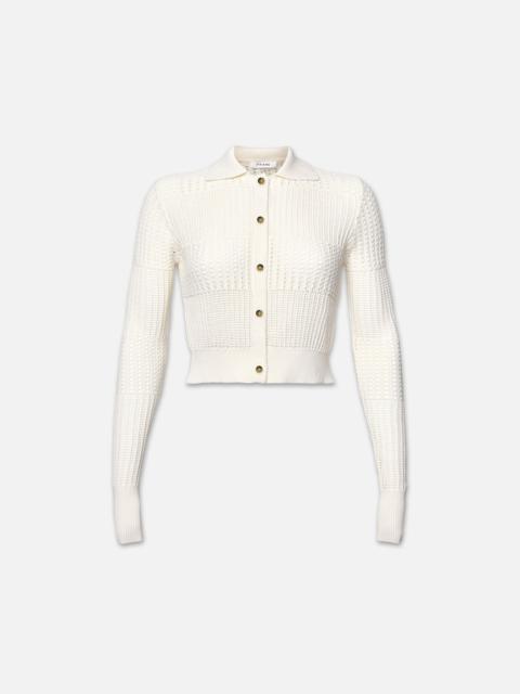 FRAME Shrunken Crochet Cardi in Off White