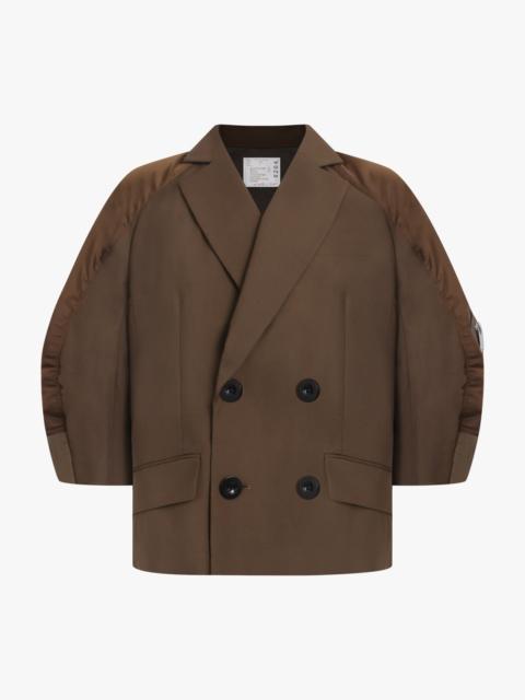 sacai SUITING X TWILL OVERSIZE DOUBLE BREAST JACKET | BROWN