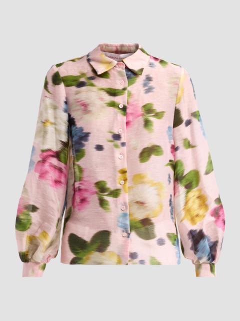 CAROLINA HERRERA Women's Isabella Blurred Floral Linen-Silk Shirt - Rosewater Multi