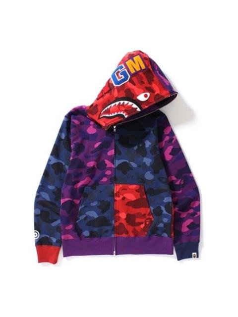 A Bathing Ape Shark Camo Full Zip Hoodie 'Purple Red Blue' 1D70-115-009