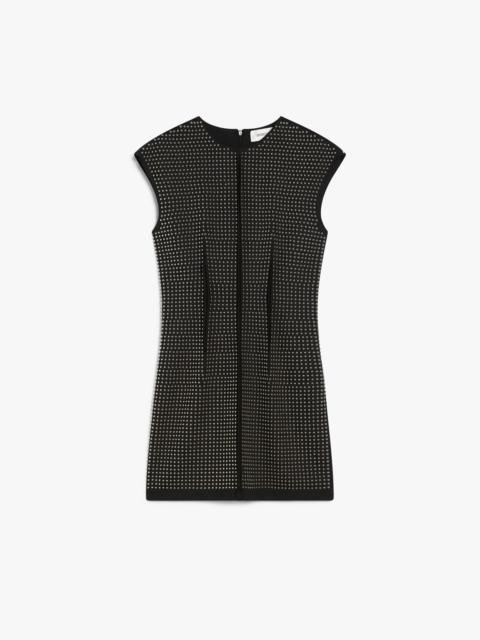 VOLANTE Microstud-adorned crew-neck dress