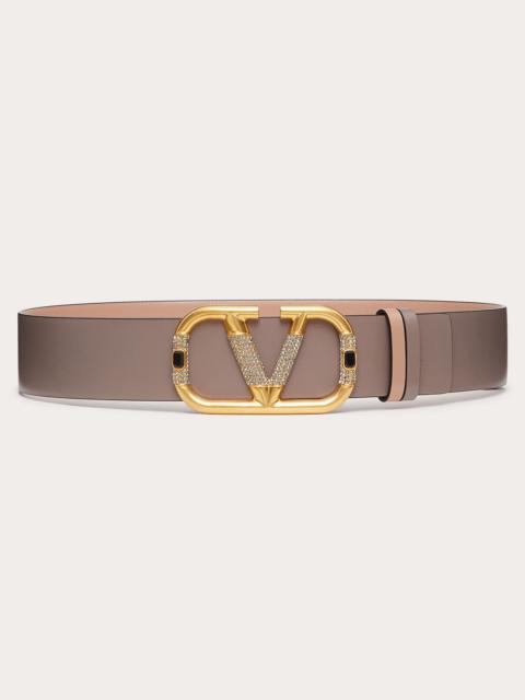 Valentino REVERSIBLE VLOGO SIGNATURE BELT IN Shiny CALFSKIN 40 MM