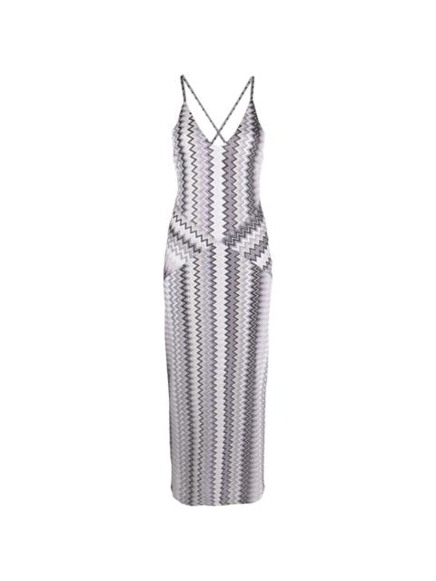 zigzag-pattern lurex midi dress